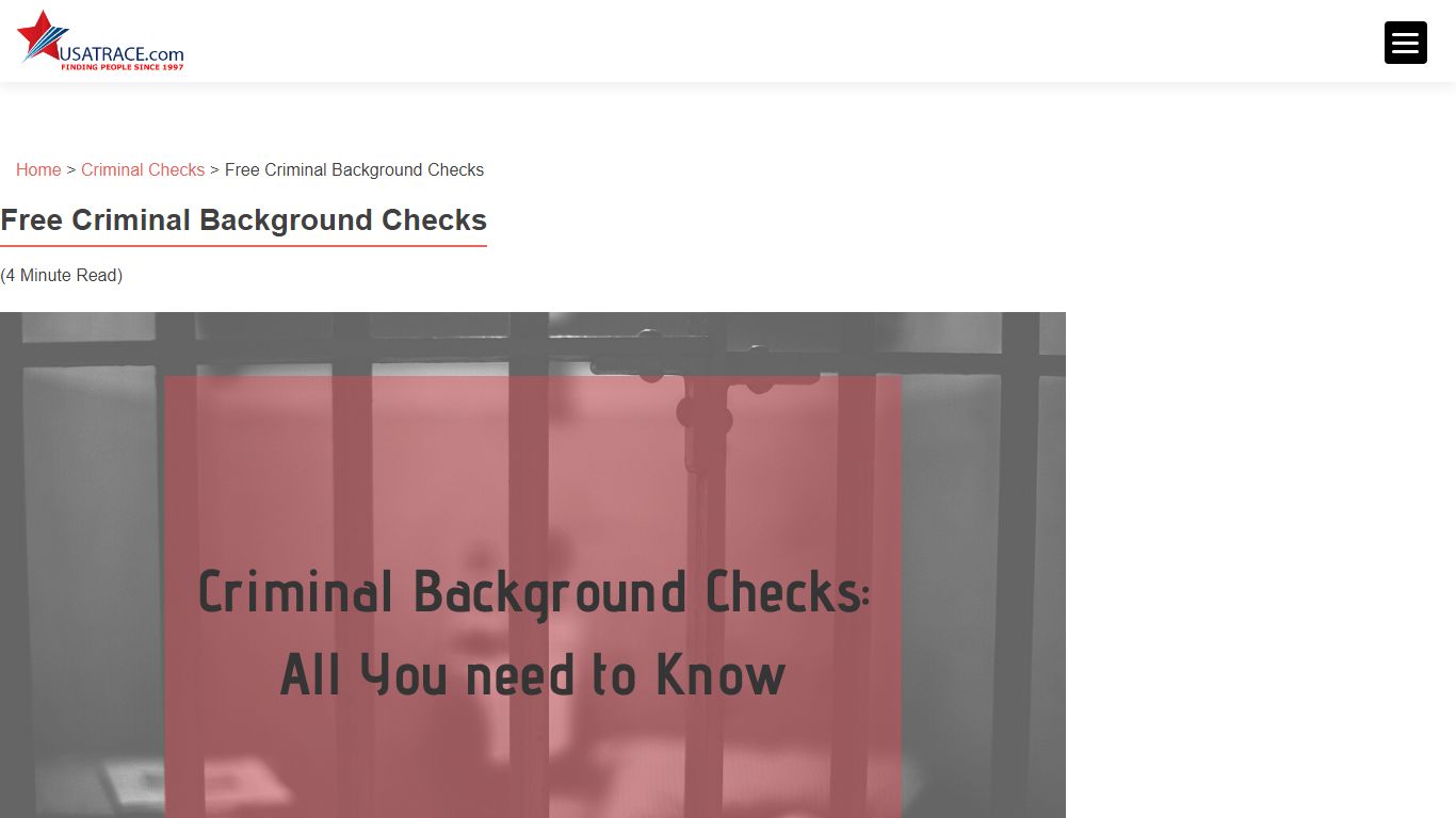 Free Criminal Background Checks & More - USATrace.com